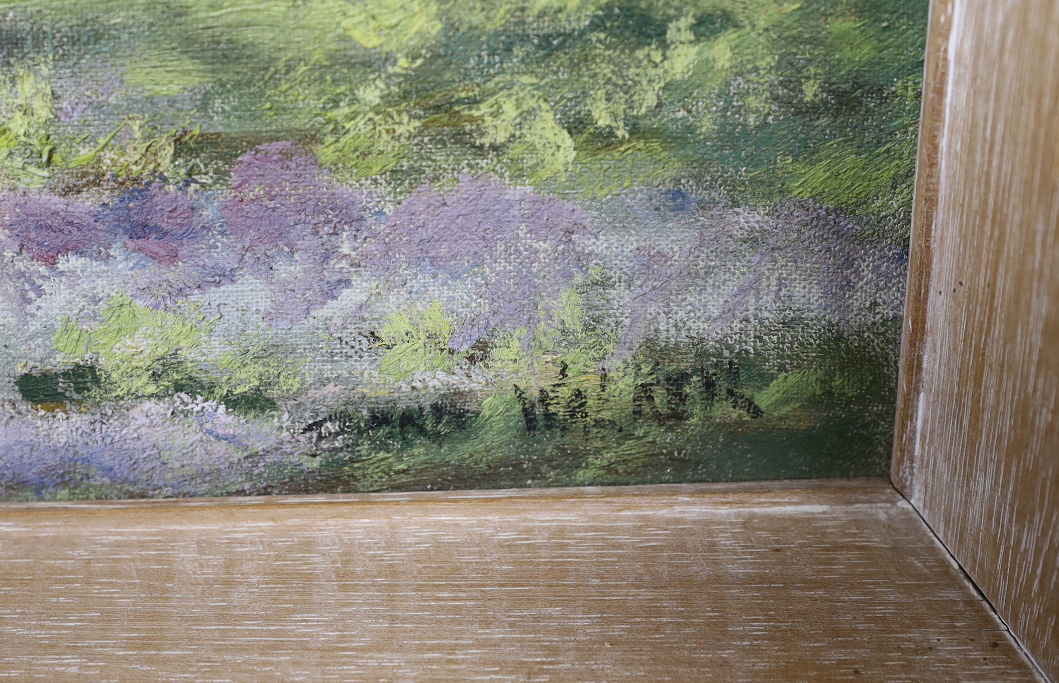 David Bond Walker (1891-1977), oil on canvas, Bluebell wooded landscape, signed, 39 x 50cm